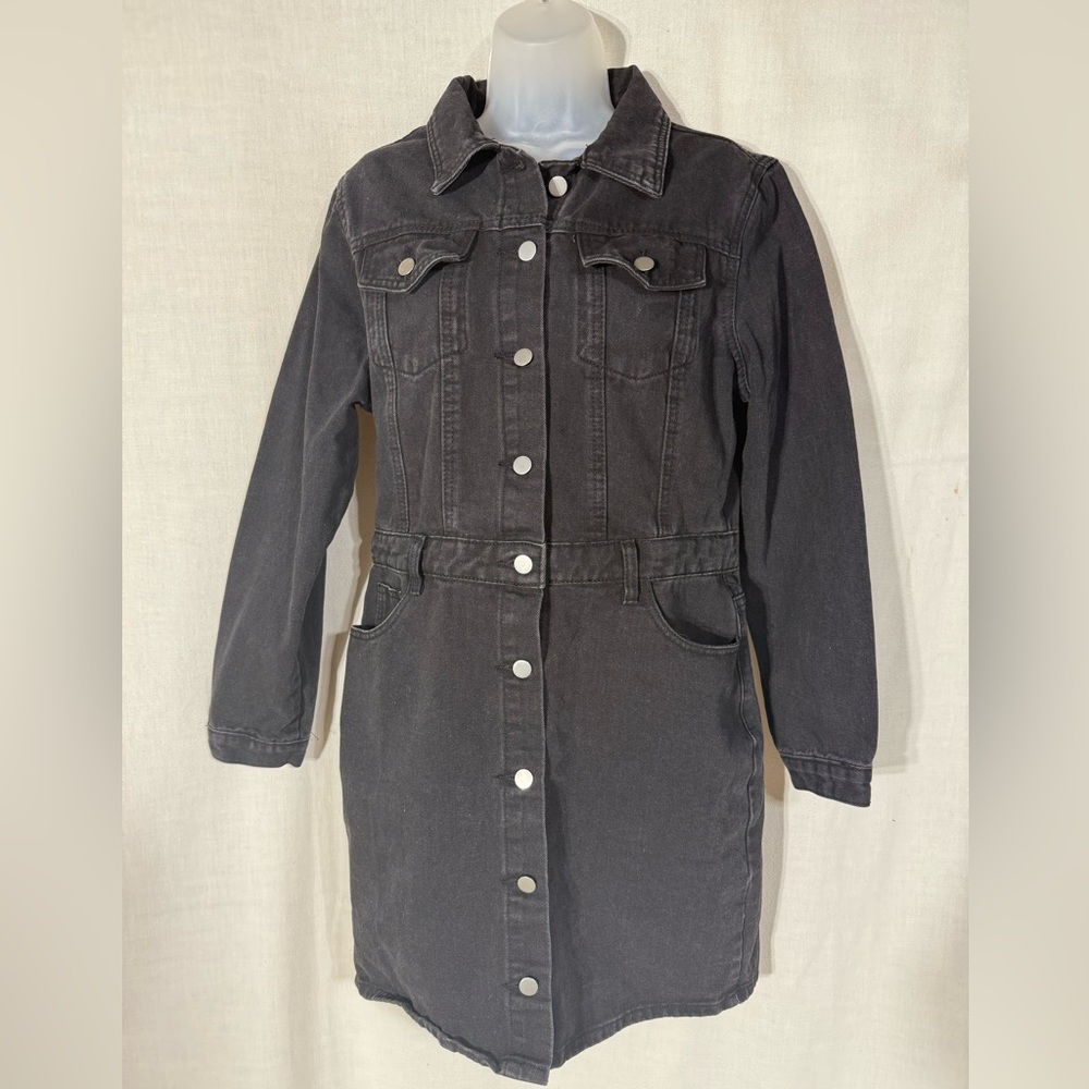Composition black Denim button knee Length Dress size Medium